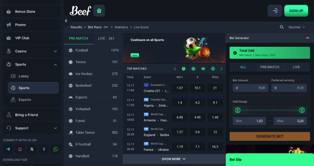 Sázková kancelář Beef Casino